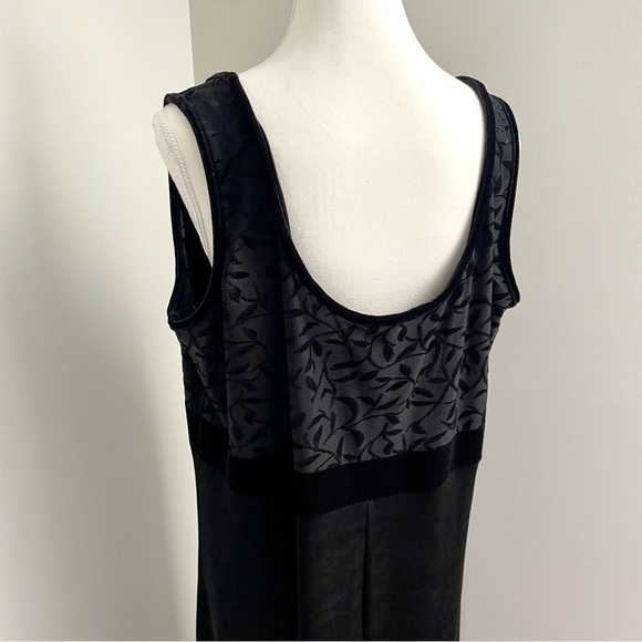 Vintage 90's Michel Antoni Velvet Burnout Sleeveless Maxi Sheath Dress Size 18 - Picture 4 of 6